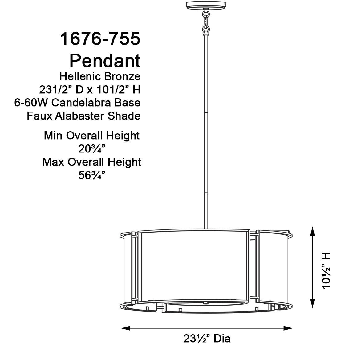 Buchanan 6 Light Hellenic Bronze Pendant Ceiling Light